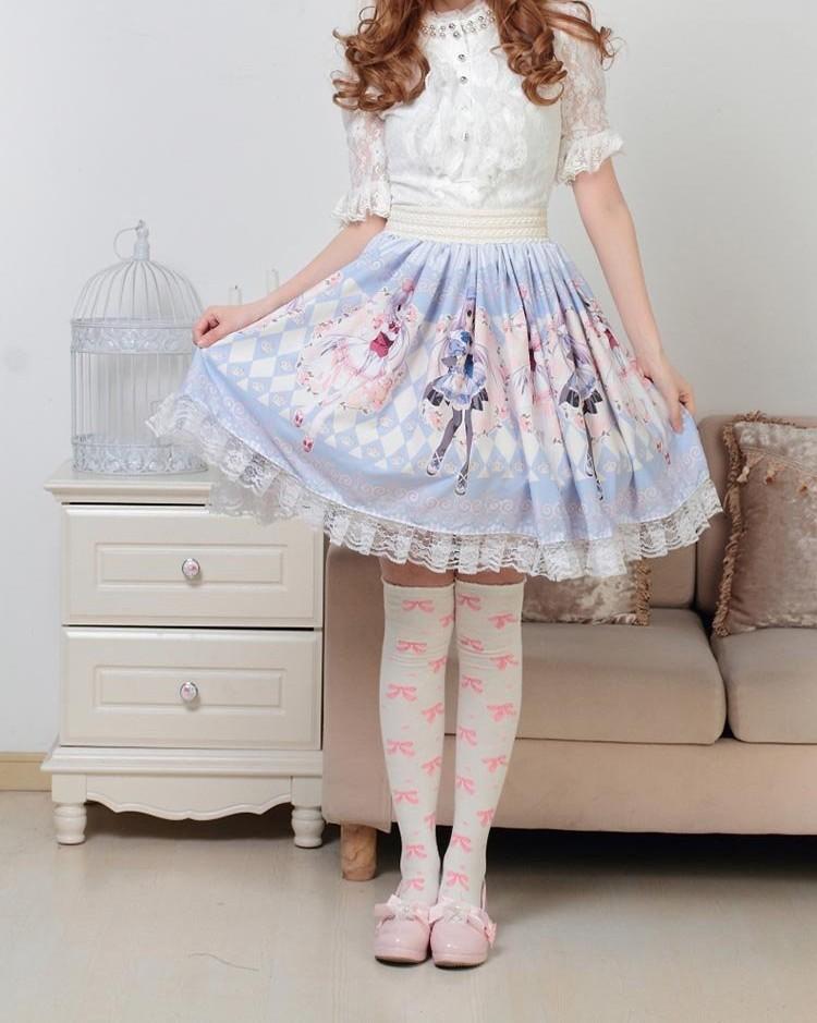 Anime Pleated Lace Trimmed Lolita Skirt - Sissy Panty Shop