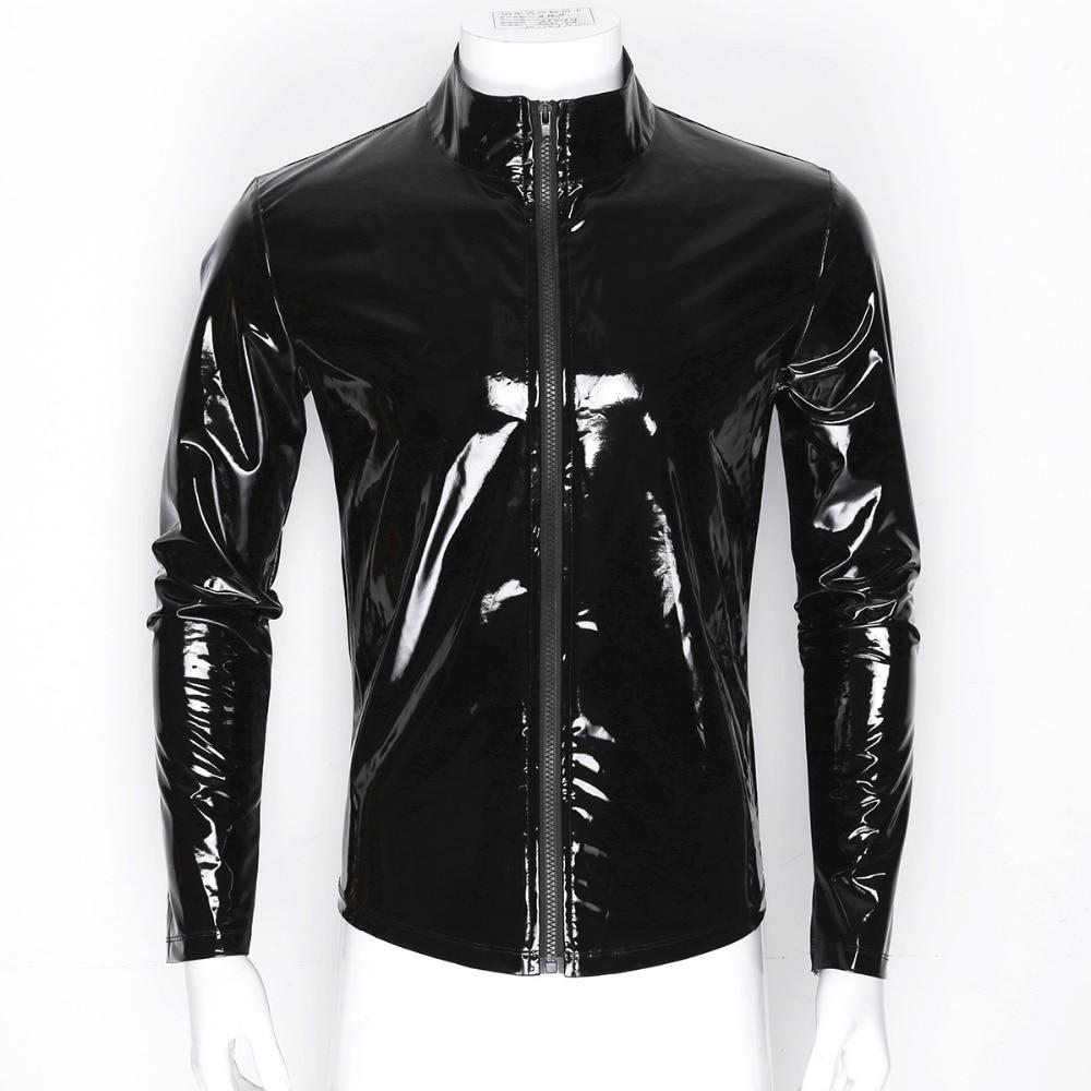 Metallic Long Sleeve Front-Zip Shirt - Sissy Panty Shop