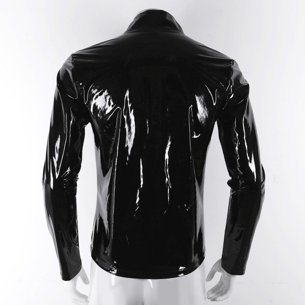 Metallic Long Sleeve Front-Zip Shirt - Sissy Panty Shop