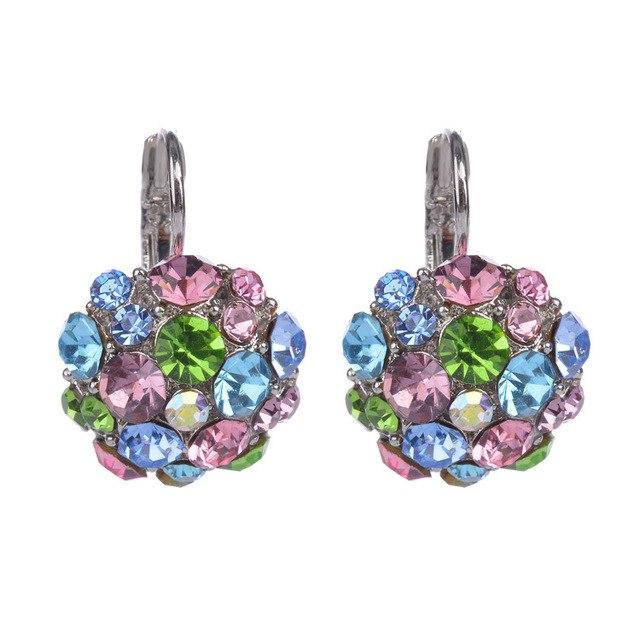 Silver Plated Multicolor Crystal Clip On Earrings - Sissy Panty Shop