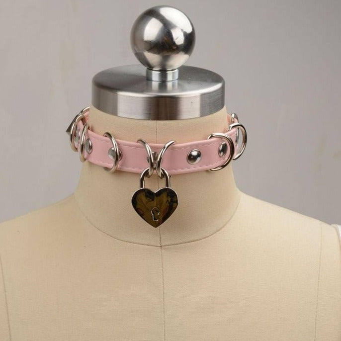 BDSM, DDLG, Submissive Lockable Heart Choker w/ Key - Sissy Panty Shop