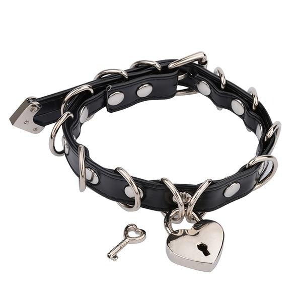 BDSM, DDLG, Submissive Lockable Heart Choker w/ Key - Sissy Panty Shop