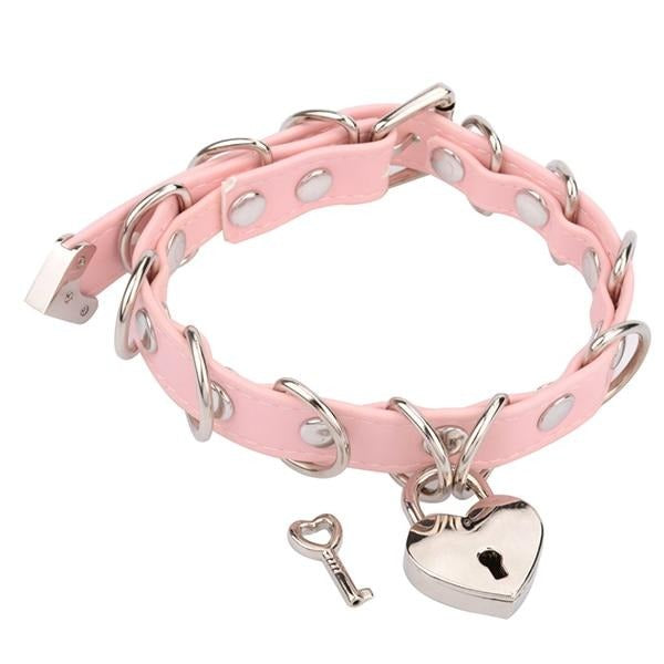 BDSM, DDLG, Submissive Lockable Heart Choker w/ Key - Sissy Panty Shop