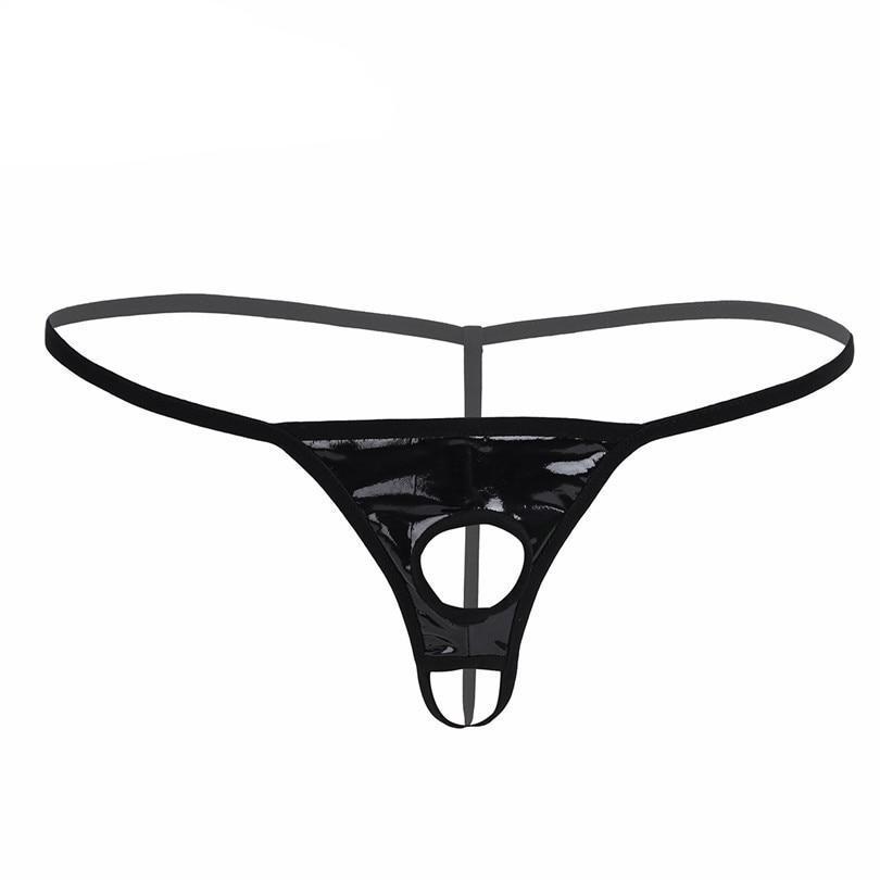 Faux Leather G-string w/ Penis Hole - Sissy Panty Shop