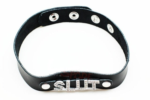 Black Leather Slave Collar - Sissy Panty Shop