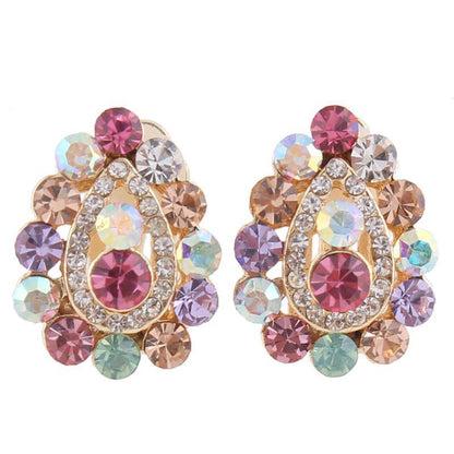 Multicolor Crystal Clip On Earrings - Sissy Panty Shop