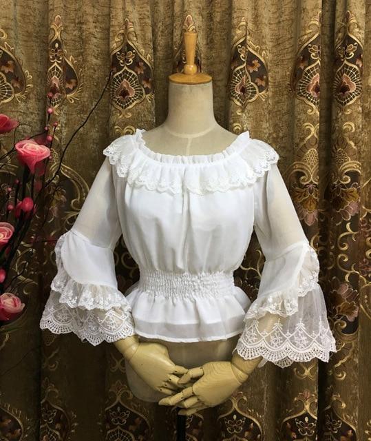 Lace Trimmed Flare Sleeve Lolita Blouse - Sissy Panty Shop