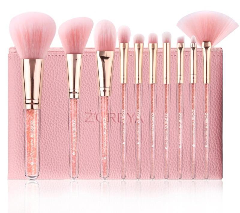 10PCS Pink Crystal Makeup Brush Set - Sissy Panty Shop