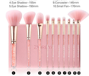 10PCS Pink Crystal Makeup Brush Set - Sissy Panty Shop