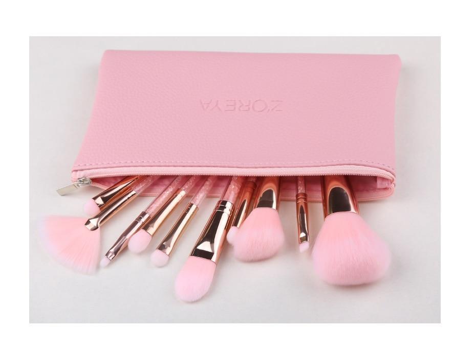 10PCS Pink Crystal Makeup Brush Set - Sissy Panty Shop