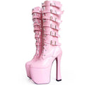 "Sissy Leandra" Buckled Platform Boots - Sissy Panty Shop