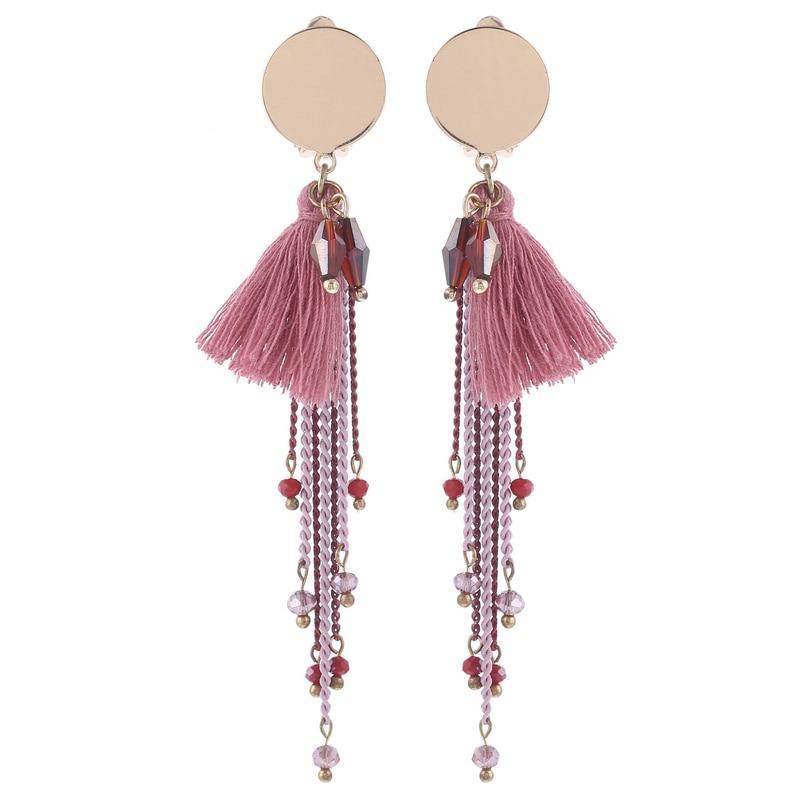 Pink Tassel Clip On Earrings - Sissy Panty Shop