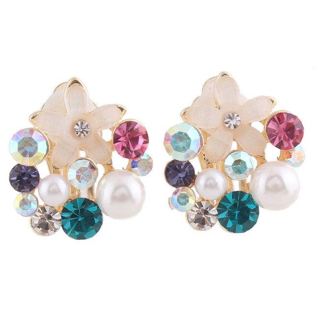Rhinestone Simulated Pearl Clip on Earrings - Sissy Panty Shop
