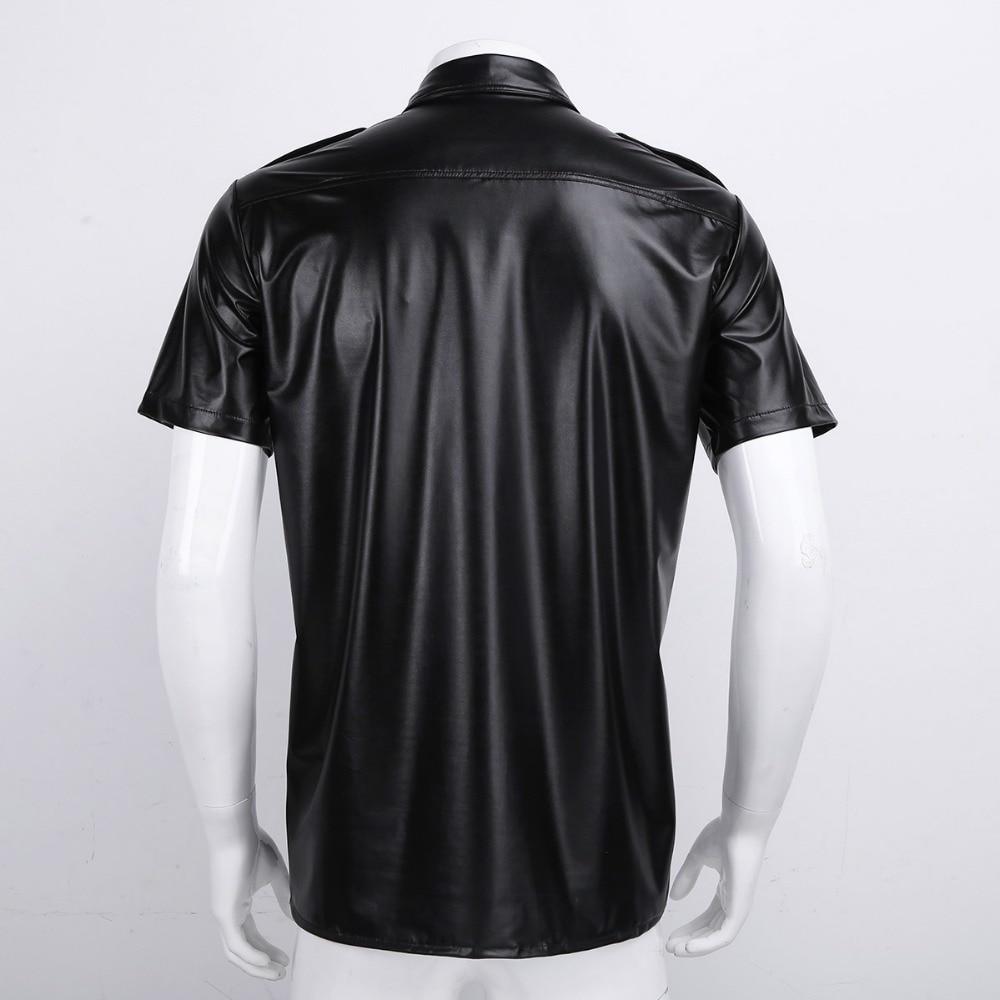 Faux Leather Short Sleeve Shirt - Sissy Panty Shop