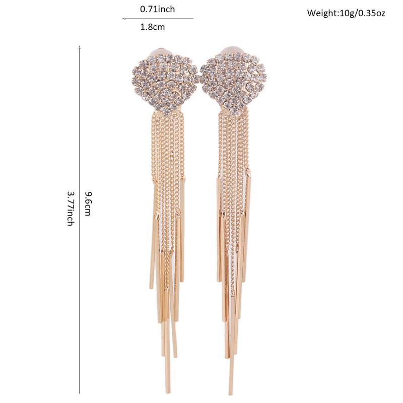 Long Tassel Rhinestone Clip on Earrings - Sissy Panty Shop