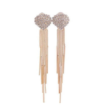 Long Tassel Rhinestone Clip on Earrings - Sissy Panty Shop