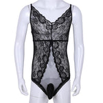 One-Piece Sheer Floral Lace Bodysuit - Sissy Panty Shop