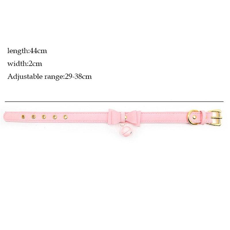 Pink Bow Leather Slave Collar - Sissy Panty Shop