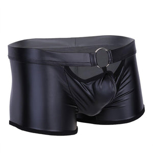 Faux Leather Boxer Shorts with O-Ring - Sissy Panty Shop