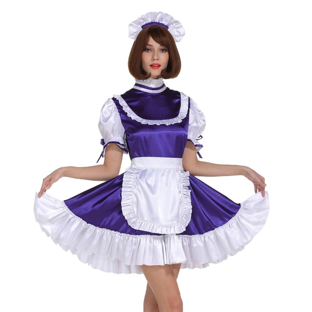 Lockable Purple Sissy Maid Dress - Sissy Panty Shop