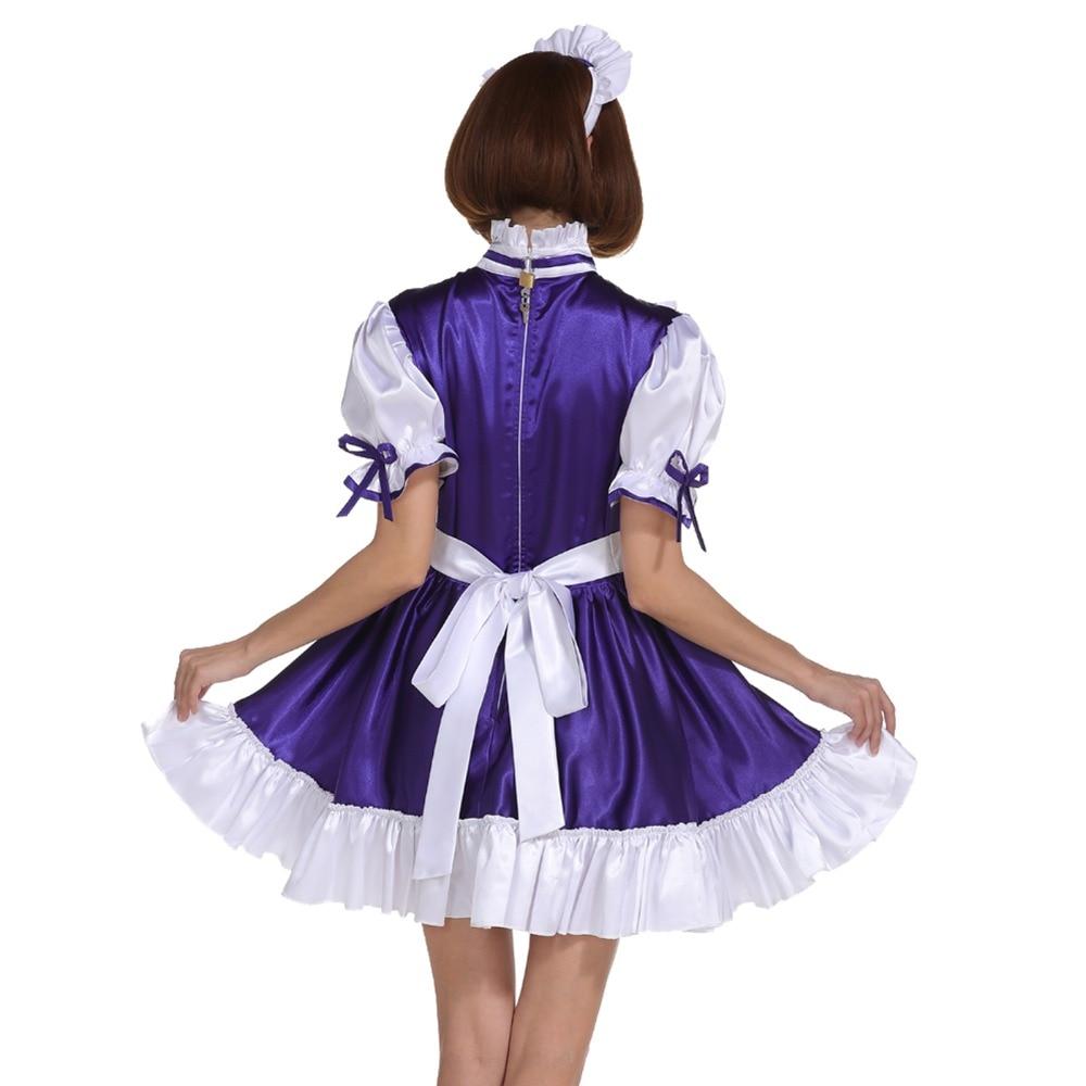 Lockable Purple Sissy Maid Dress - Sissy Panty Shop