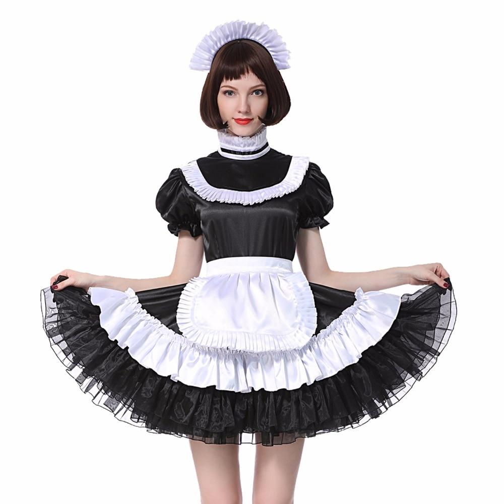 Sissy Maid Lockable Satin Dress - Sissy Panty Shop