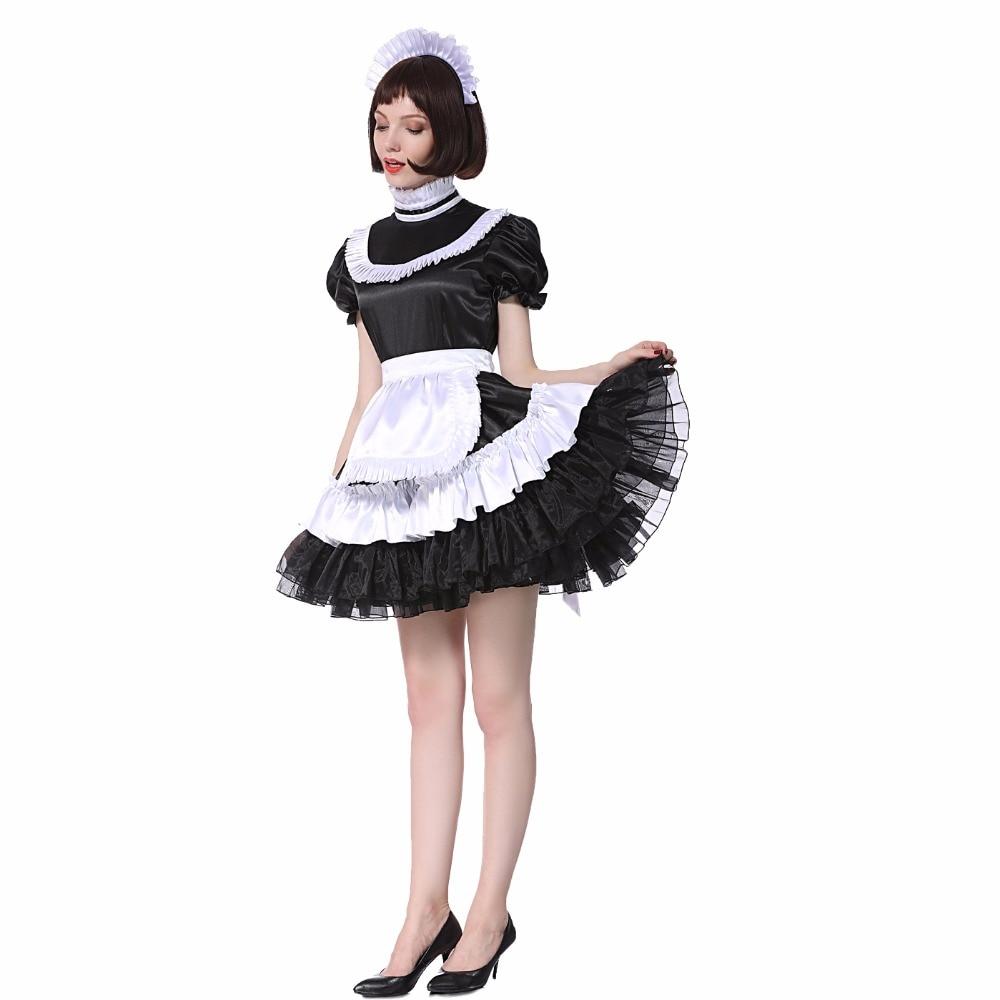 Sissy Maid Lockable Satin Dress - Sissy Panty Shop