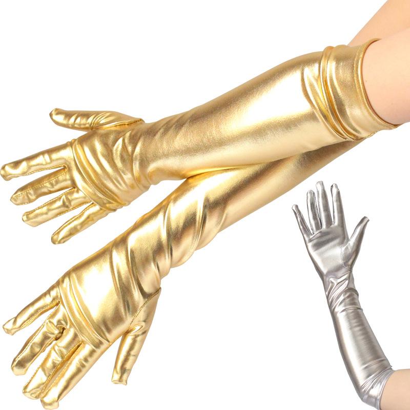 Elbow Length Long Metallic Gloves - Sissy Panty Shop