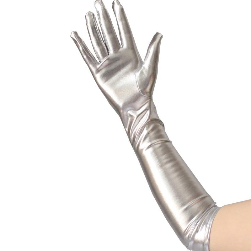 Elbow Length Long Metallic Gloves - Sissy Panty Shop