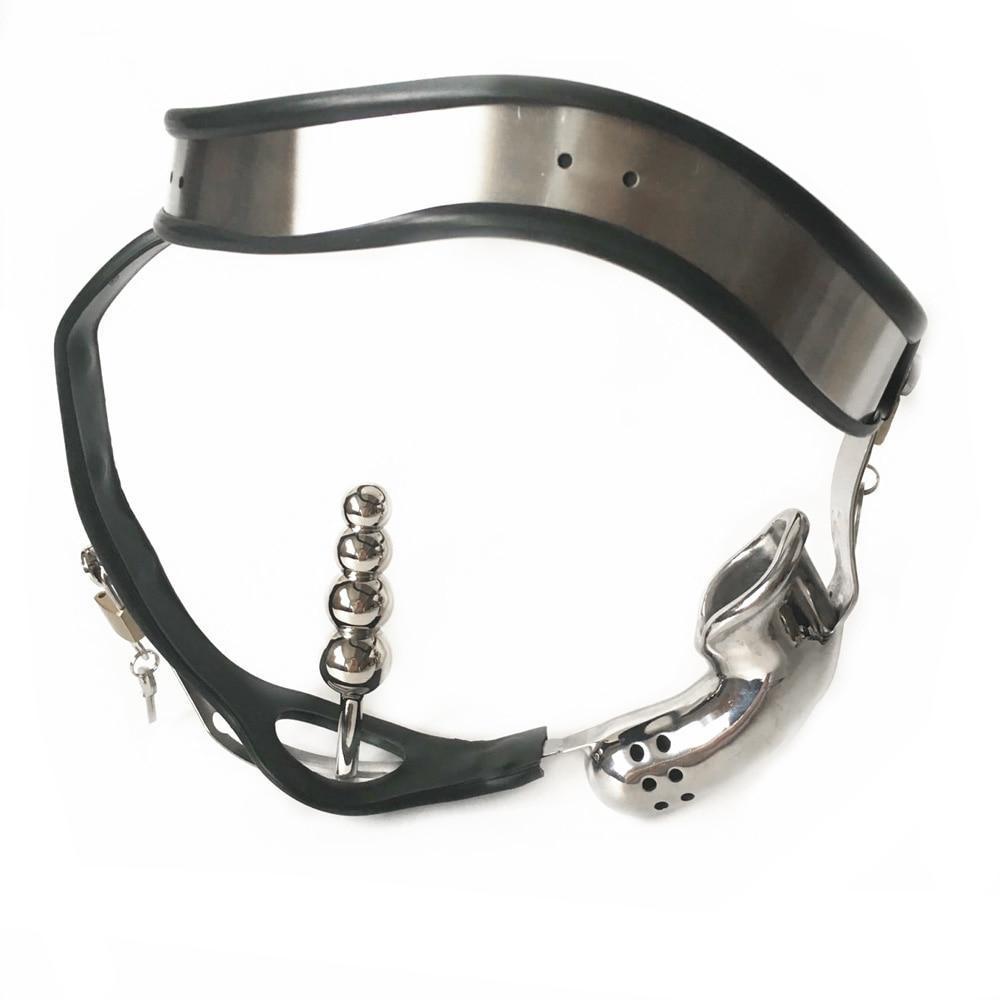 Stainless Steel Chastity Belt w/ Anal plug - Sissy Panty Shop