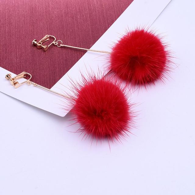 Mink Hair Clip On Earrings Sissy Panty Shop red 
