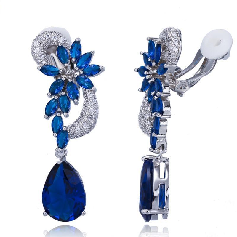Blue Crystal Glam Dangle Earrings - Sissy Panty Shop