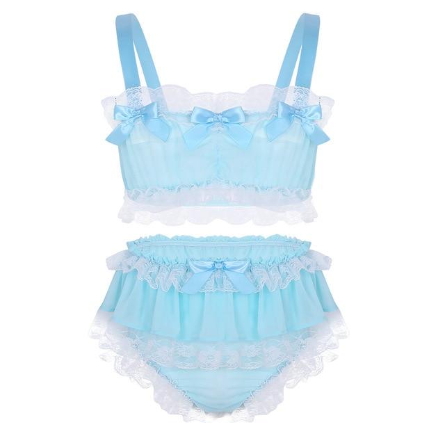 Ruffled Lace & Bowknots Lingerie Set - Sissy Panty Shop