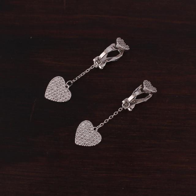 Crystal Heart Clip On Earrings - Sissy Panty Shop