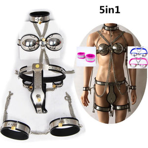 5 in 1 Stainless Steel Sissy Chastity - Sissy Panty Shop