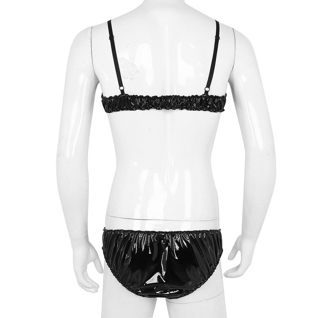 Faux Leather & Fisnhet Slutty Sissy Panties