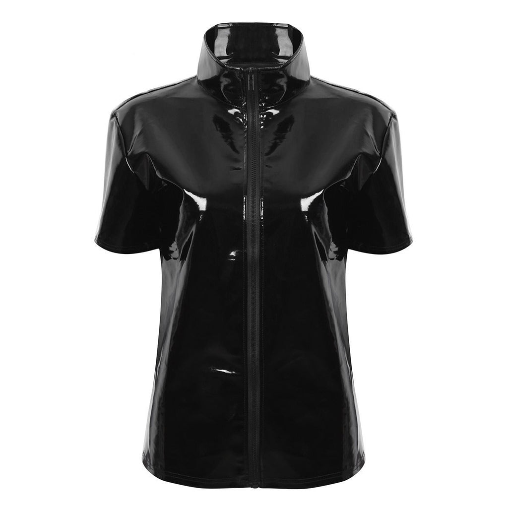 Metallic Zip Up Shirt - Sissy Panty Shop
