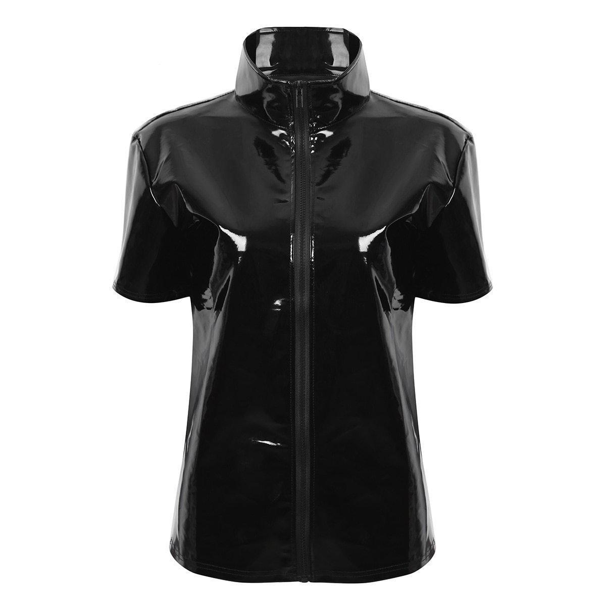 Metallic Zip Up Shirt - Sissy Panty Shop