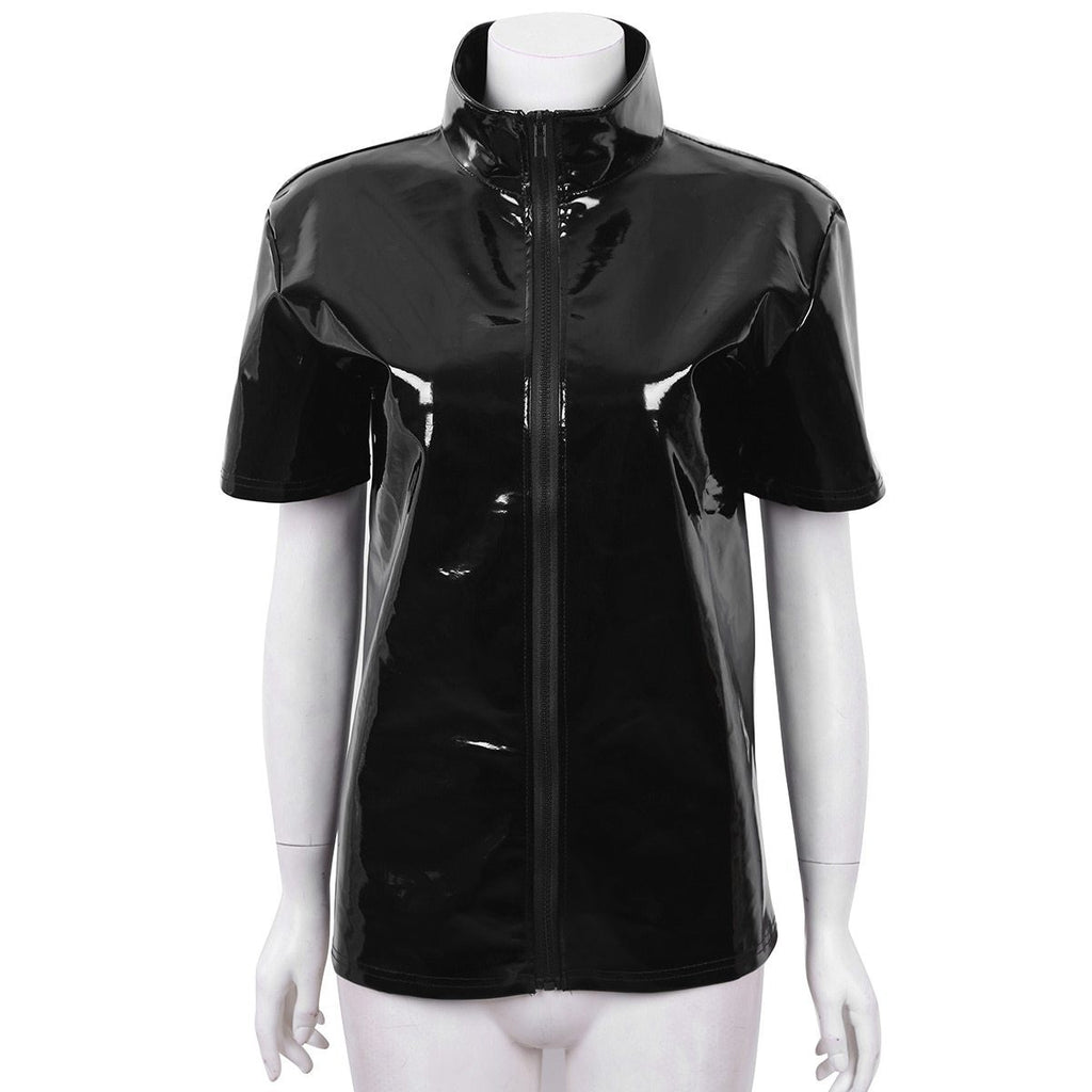 Metallic Zip Up Shirt - Sissy Panty Shop