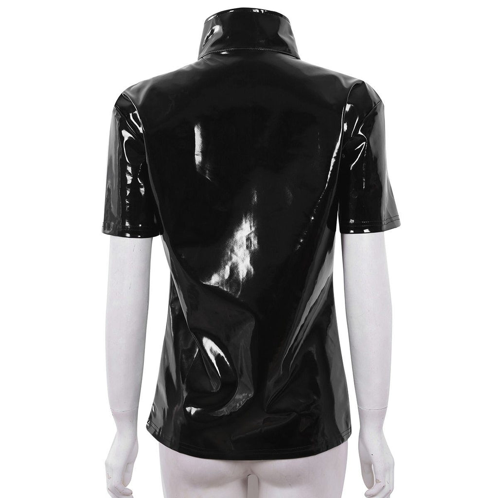 Metallic Zip Up Shirt - Sissy Panty Shop