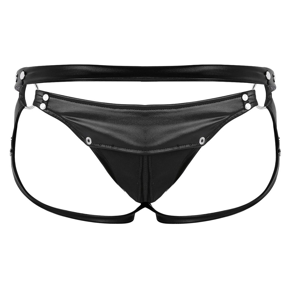 Faux Leather Open Butt Bikini - Sissy Panty Shop