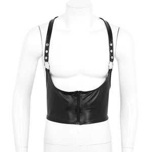 Faux Leather Chest Harness - Sissy Panty Shop