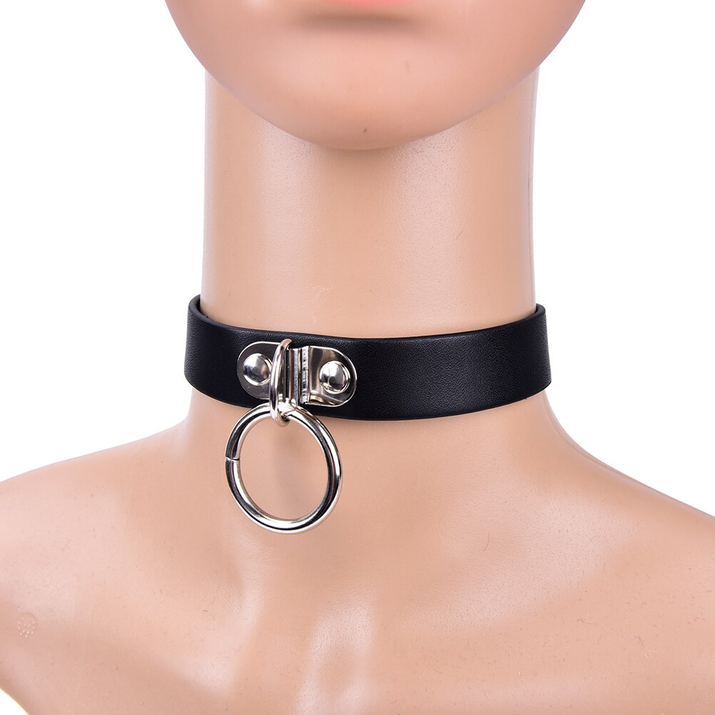 BDSM Leather Bondage Collar - Sissy Panty Shop