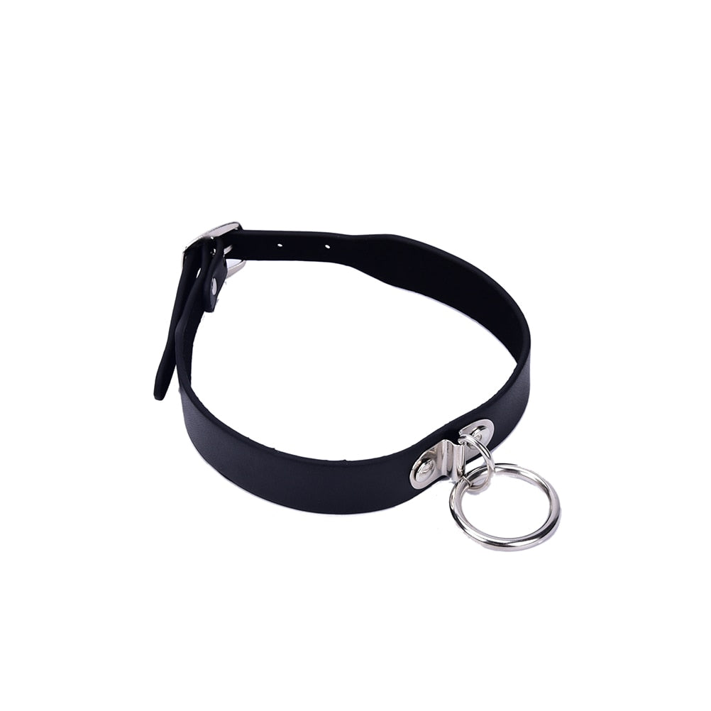 BDSM Leather Bondage Collar - Sissy Panty Shop