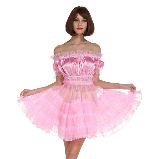 Off Shoulder Two Piece Sissy Dress - Sissy Panty Shop