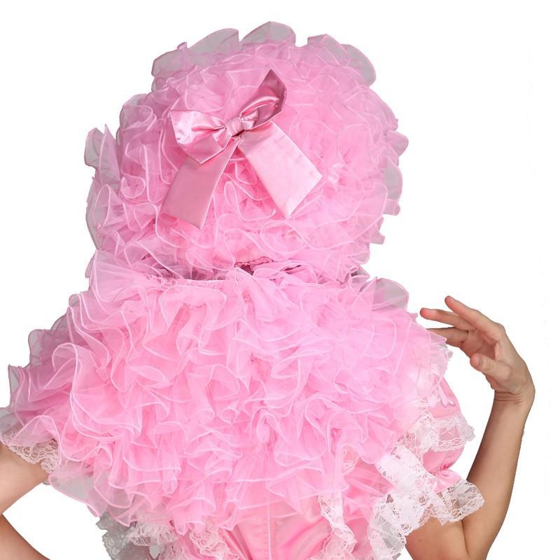 Pink Organza Bonnet With Cape - Sissy Panty Shop