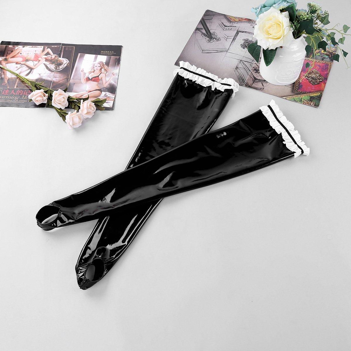 Faux Leather Ruffled Tights - Sissy Panty Shop