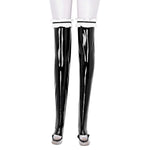 Faux Leather Ruffled Tights - Sissy Panty Shop