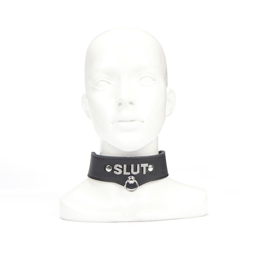 "Slave" Leather Bondage Collar - Sissy Panty Shop