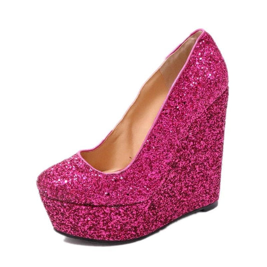 "Sissy Whitney" Glitter Wedge Pumps - Sissy Panty Shop